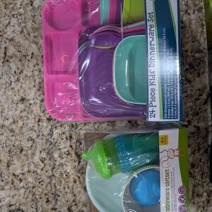 24-Piece Kids' Table Dinnerware Gift Set Plates Sippy Forks Spoons Bowls Bento